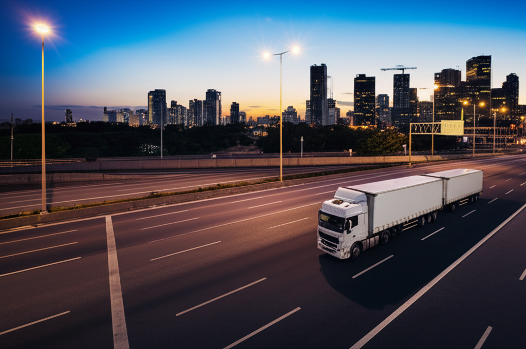 Caminhão baú de mudanças da Transportadora Mato Grosso